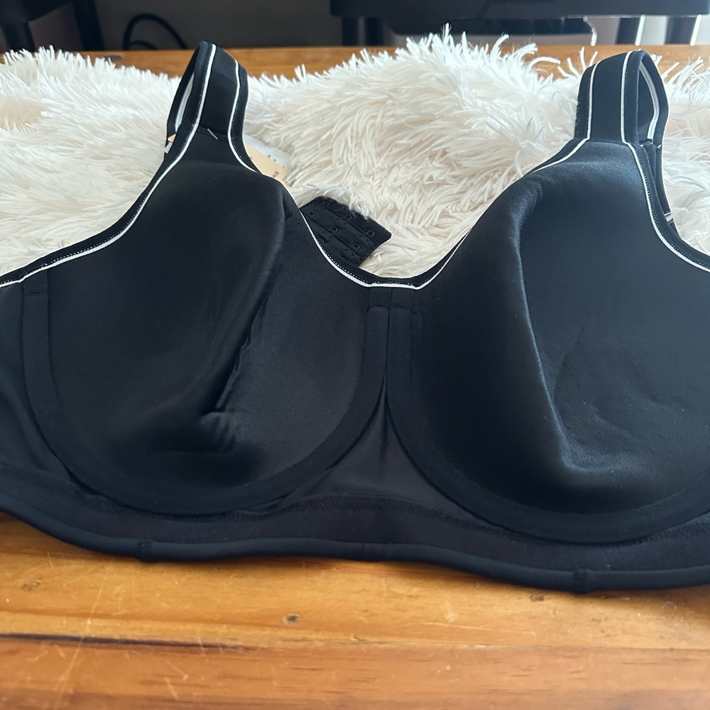Lane Bryant Black Sports Bra with White Trim